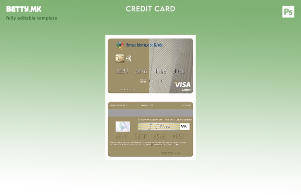 Модерен стил на Guinea Banque Islmaique de Guinée шаблон за виза дебитна картичк